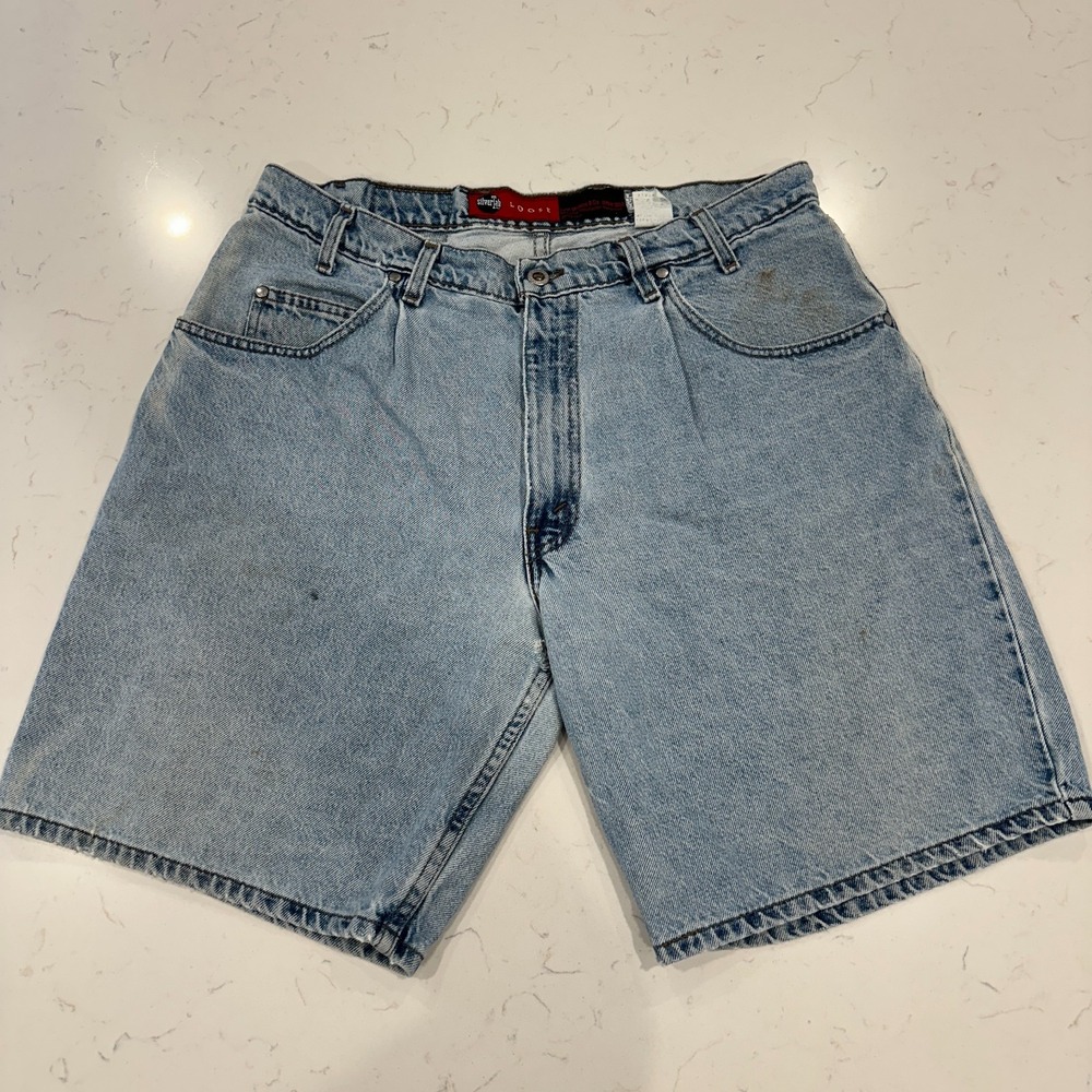 Vintage Levis Silver Tab Jean Shorts 36 Loose Made in USA Baggy Denim 90s Y2K
